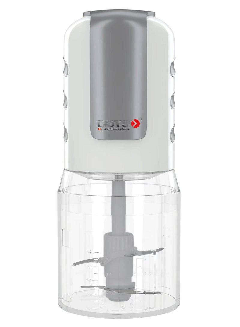 Dots Electric chopper 0.5 litre 500W and blender for vegetables, Double speed switch, stainless steel blade, easy to install and clean, white - Image 2